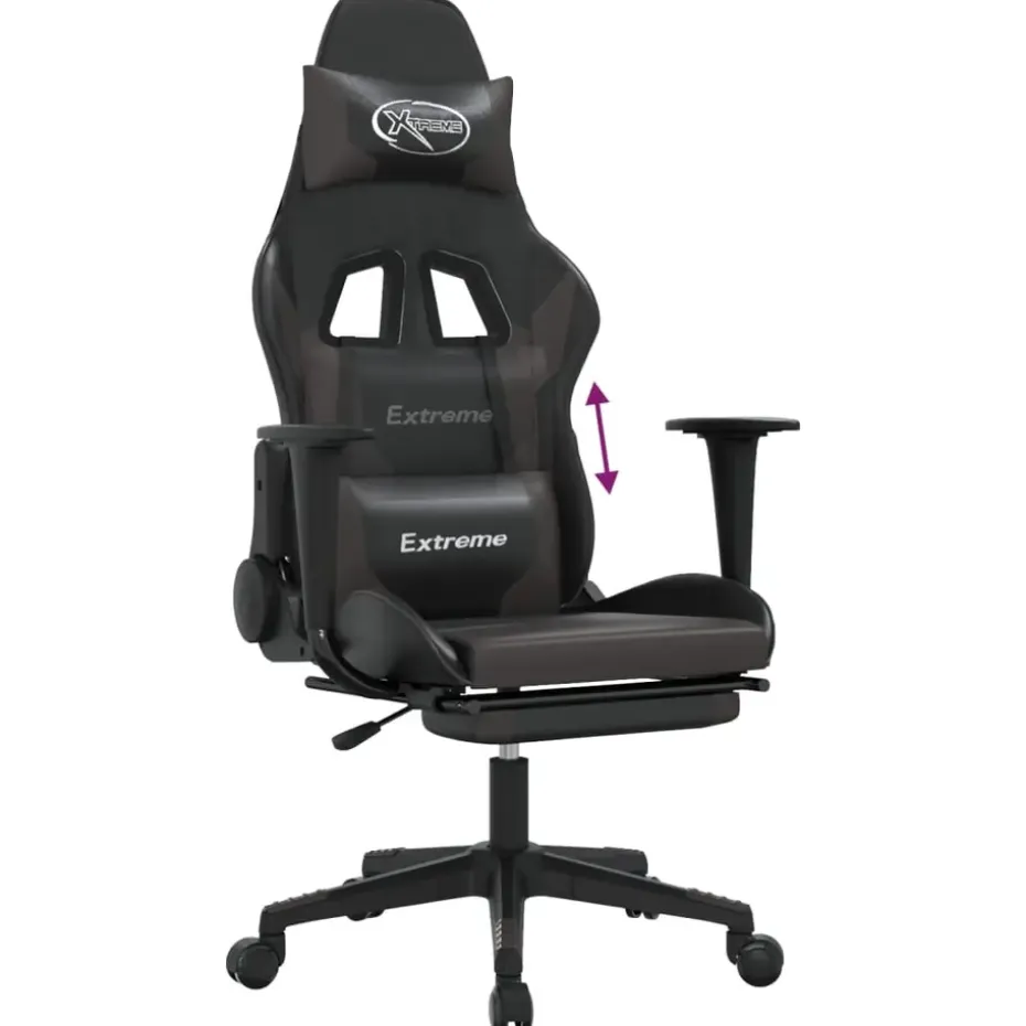 vidaXL - Gamingstoel - Grijs - Kunstleer