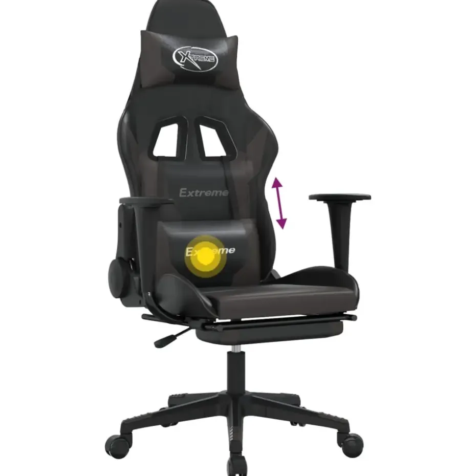 vidaXL - Gamingstoel - Grijs - Kunstleer