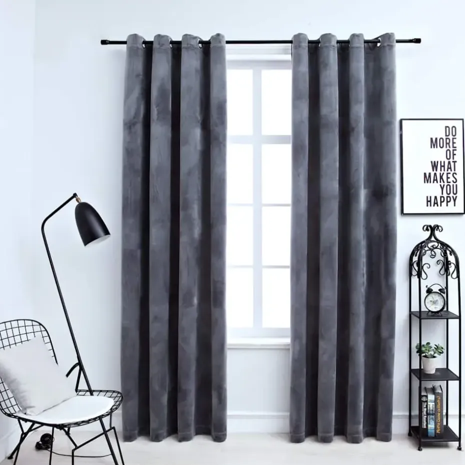 vidaXL - Gordijn - Antraciet - Fluweel - 140 x 225 cm - 2 stuks