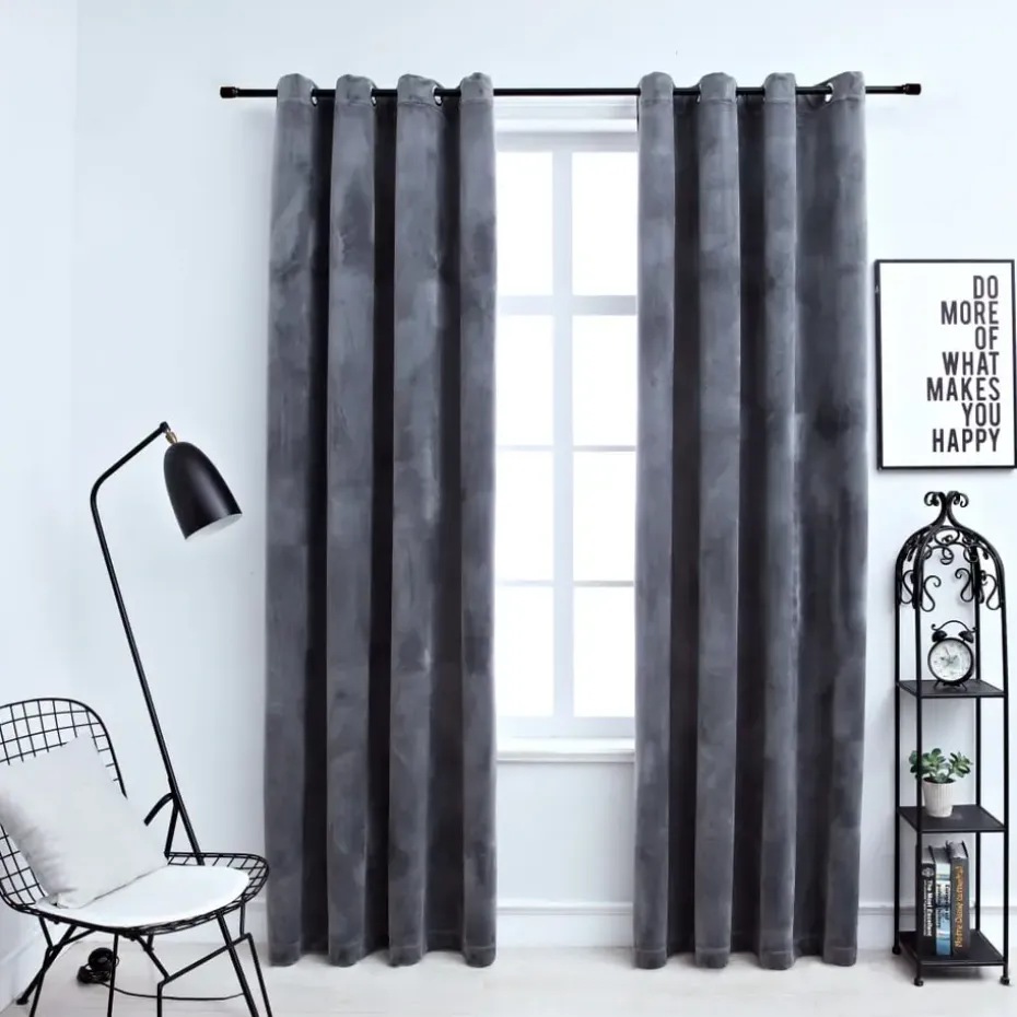 vidaXL - Gordijn - Antraciet - Fluweel - 140 x 175 cm - 2 stuks