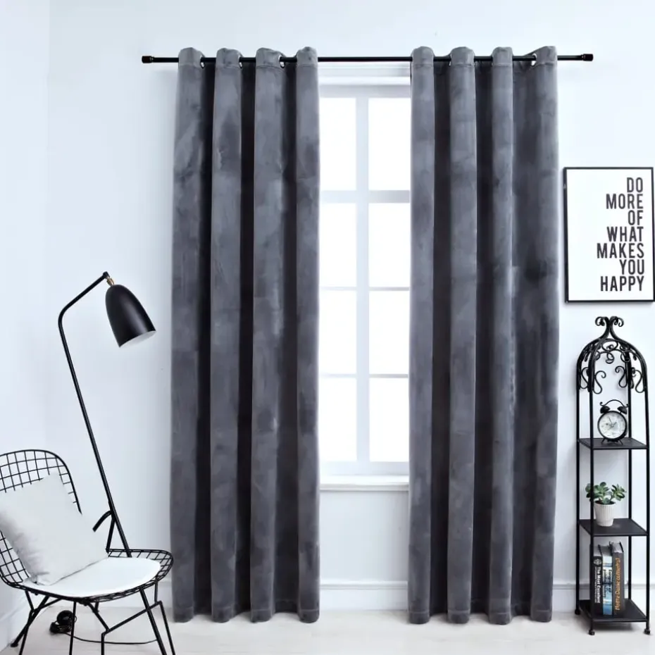 vidaXL - Gordijn - Antraciet - Fluweel - 140 x 245 cm - 2 stuks