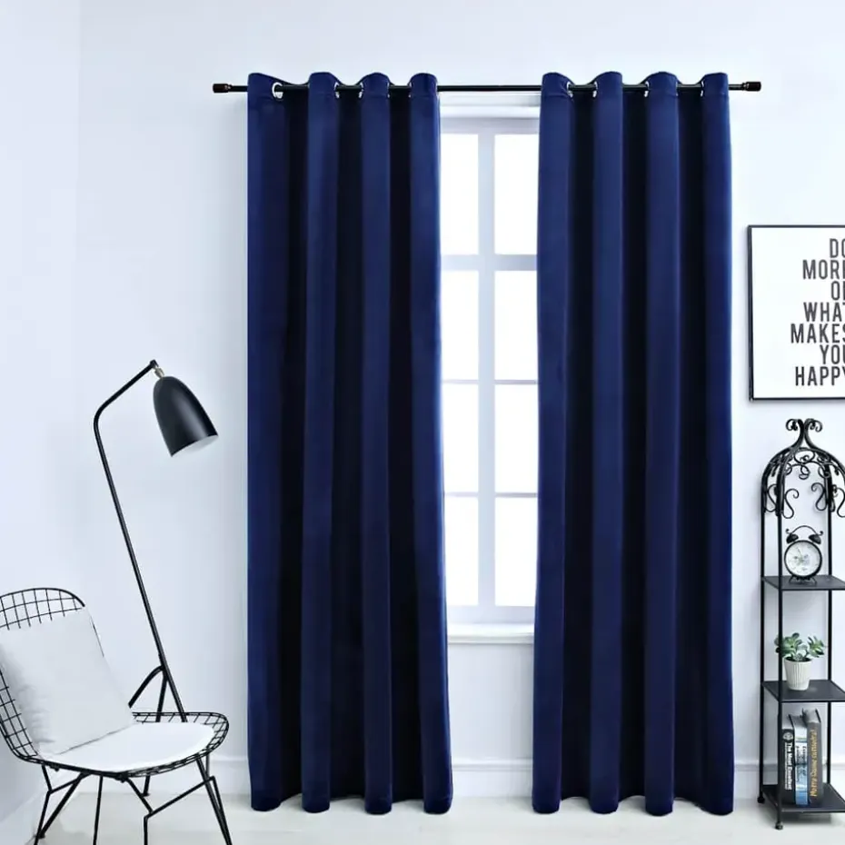 vidaXL - Gordijn - Blauw - Fluweel - 140 x 245 cm - 2 stuks