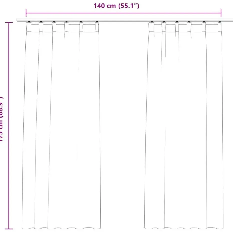 vidaXL - Gordijn - Crème - Fluweel - 140 x 175 cm - 2 stuks