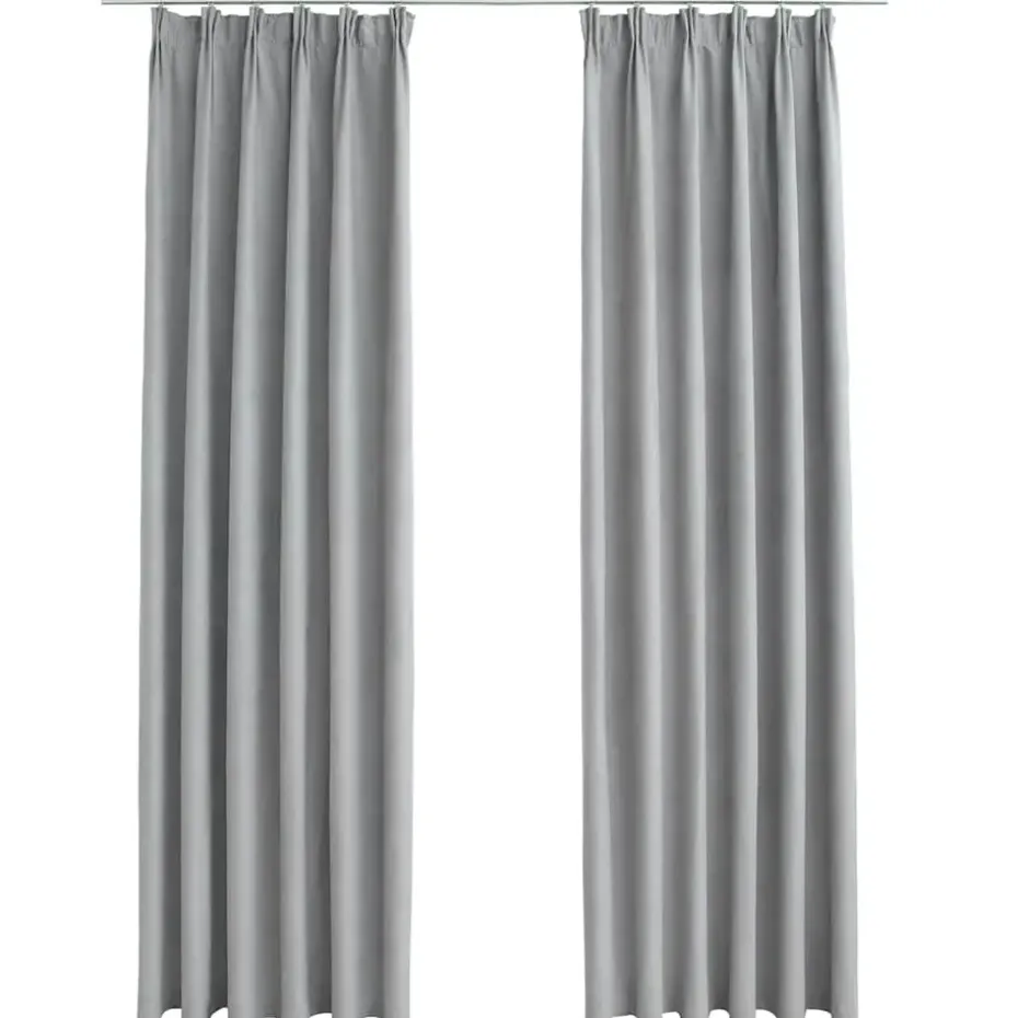 vidaXL - Gordijn - Grijs - Stof - 140 x 175 cm - 2 stuks