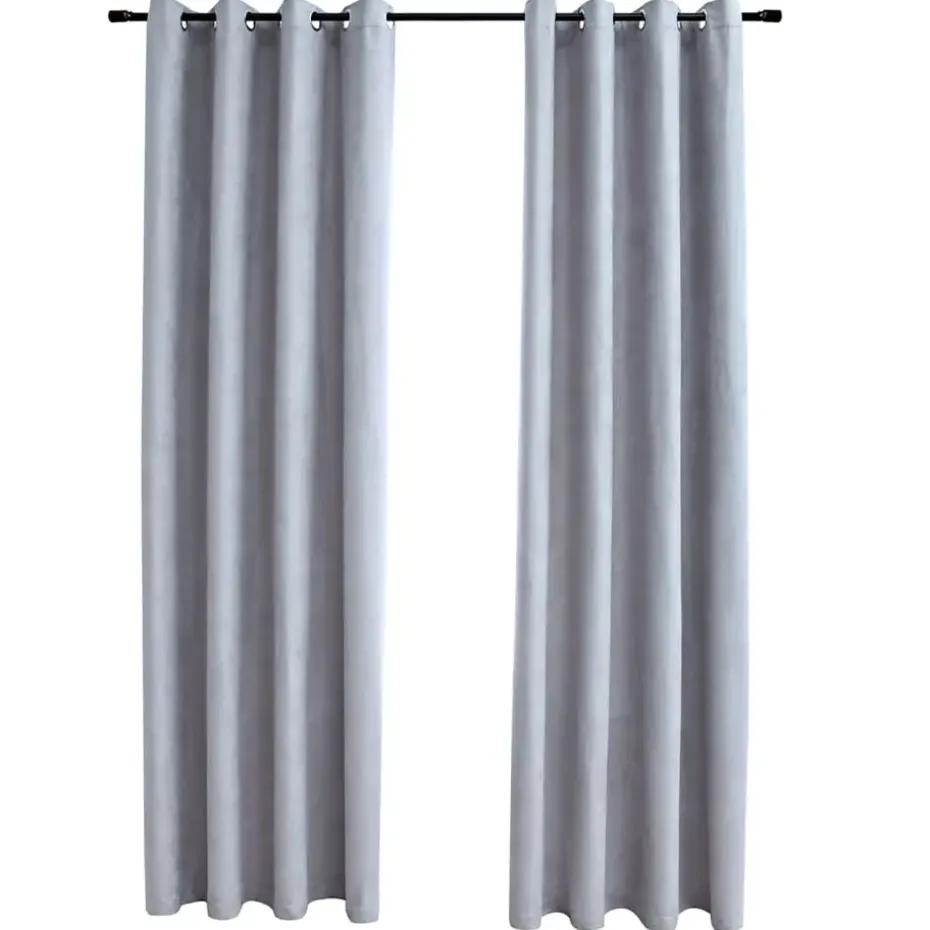 vidaXL - Gordijn - Grijs - Stof - 140 x 245 cm - 2 stuks