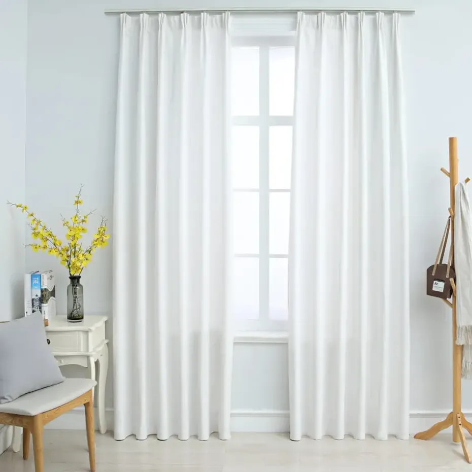 vidaXL - Gordijn - Wit - Stof - 140 x 245 cm - 2 stuks