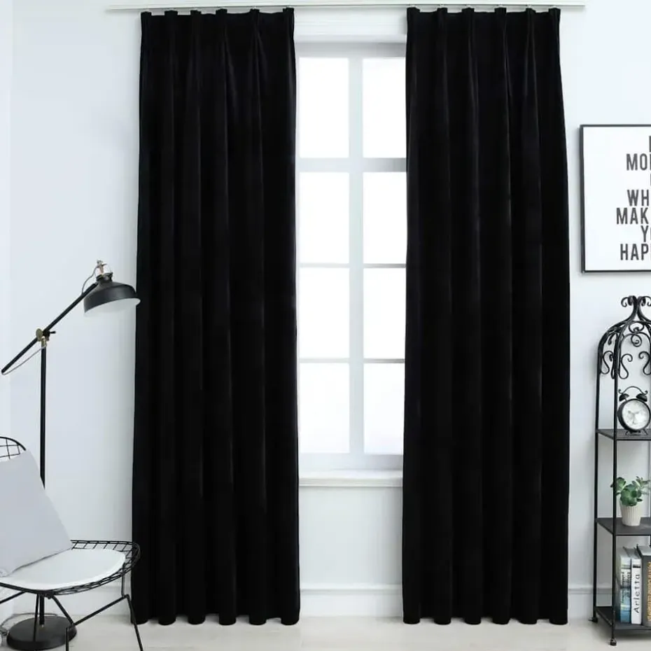 vidaXL - Gordijn - Zwart - Fluweel - 140 x 225 cm - 2 stuks