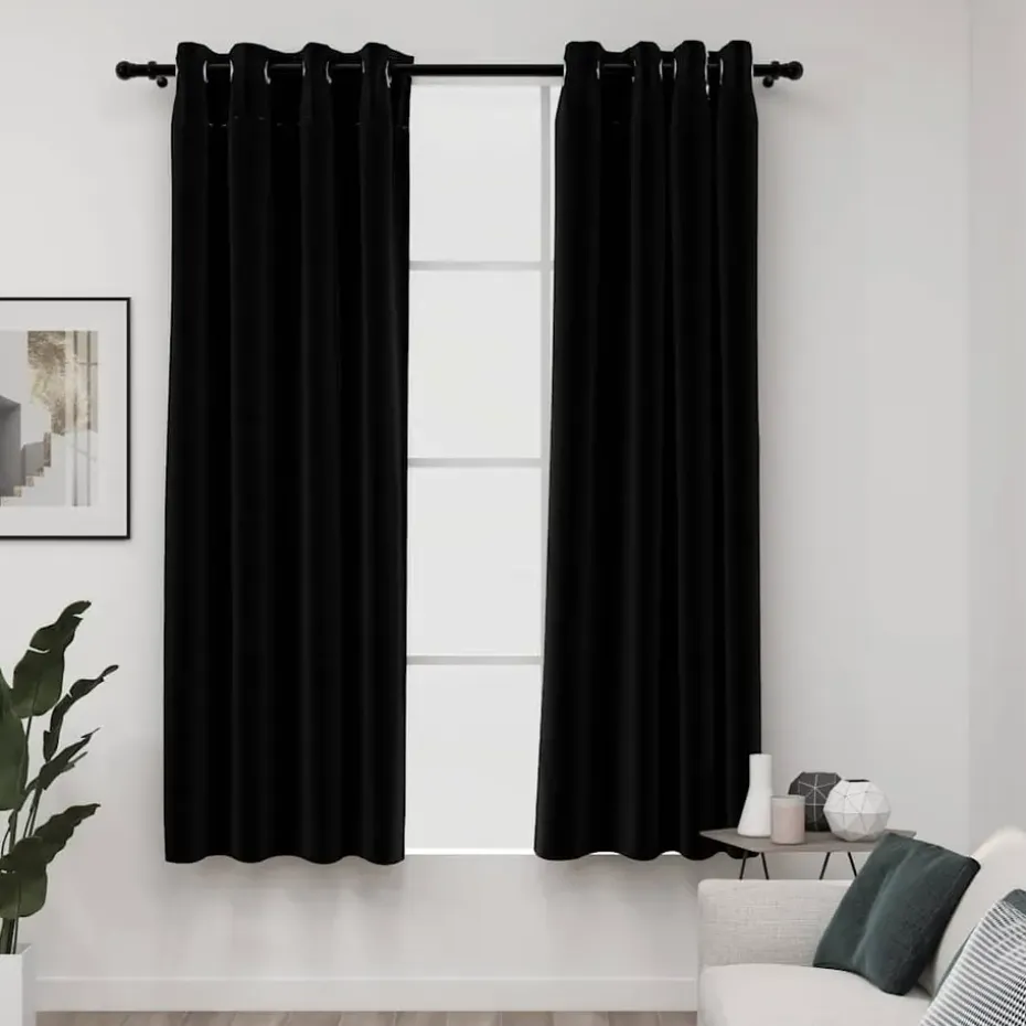 vidaXL - Gordijn - Zwart - Stof - 140 x 175 cm - 2 stuks