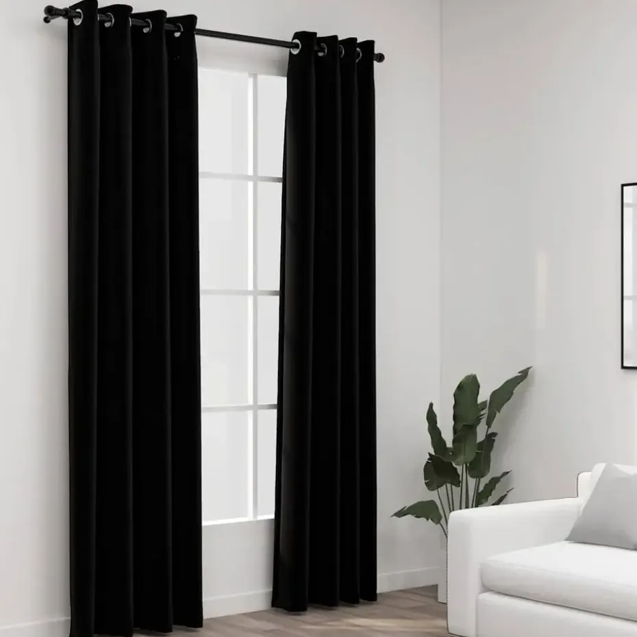 vidaXL - Gordijn - Zwart - Stof - 140 x 225 cm - 2 stuks