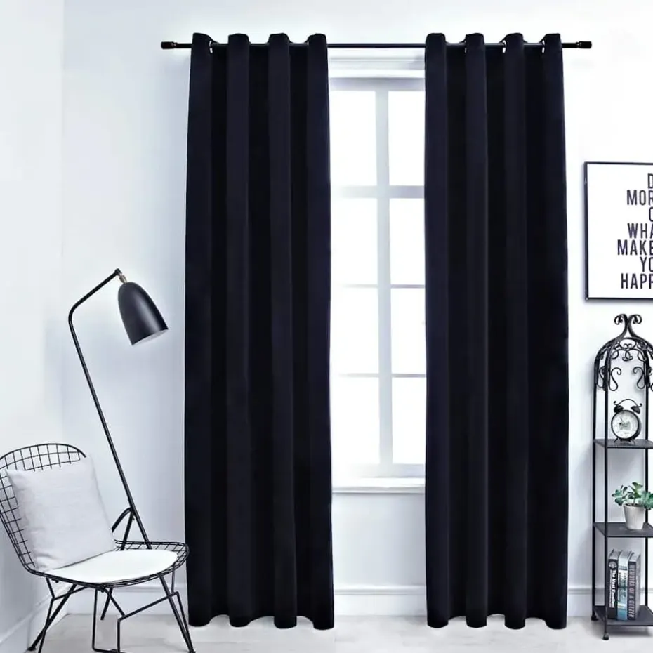 vidaXL - Gordijn verduisterend - Zwart - Fluweel - 140 x 225 cm - 2 stuks
