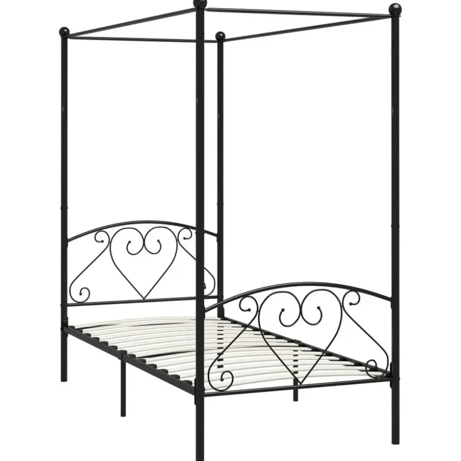 vidaXL - Hemelbed met hoofdbord - Zwart - Metaal - 90x200 cm