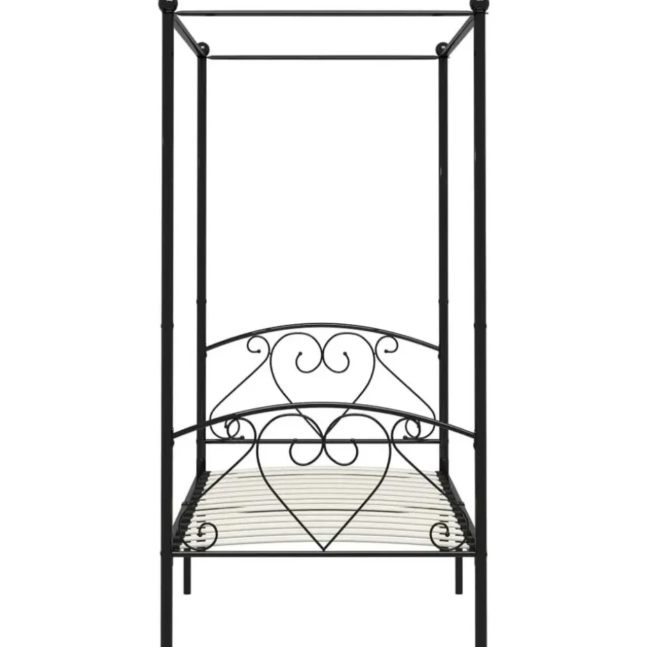 vidaXL - Hemelbed met hoofdbord - Zwart - Metaal - 90x200 cm