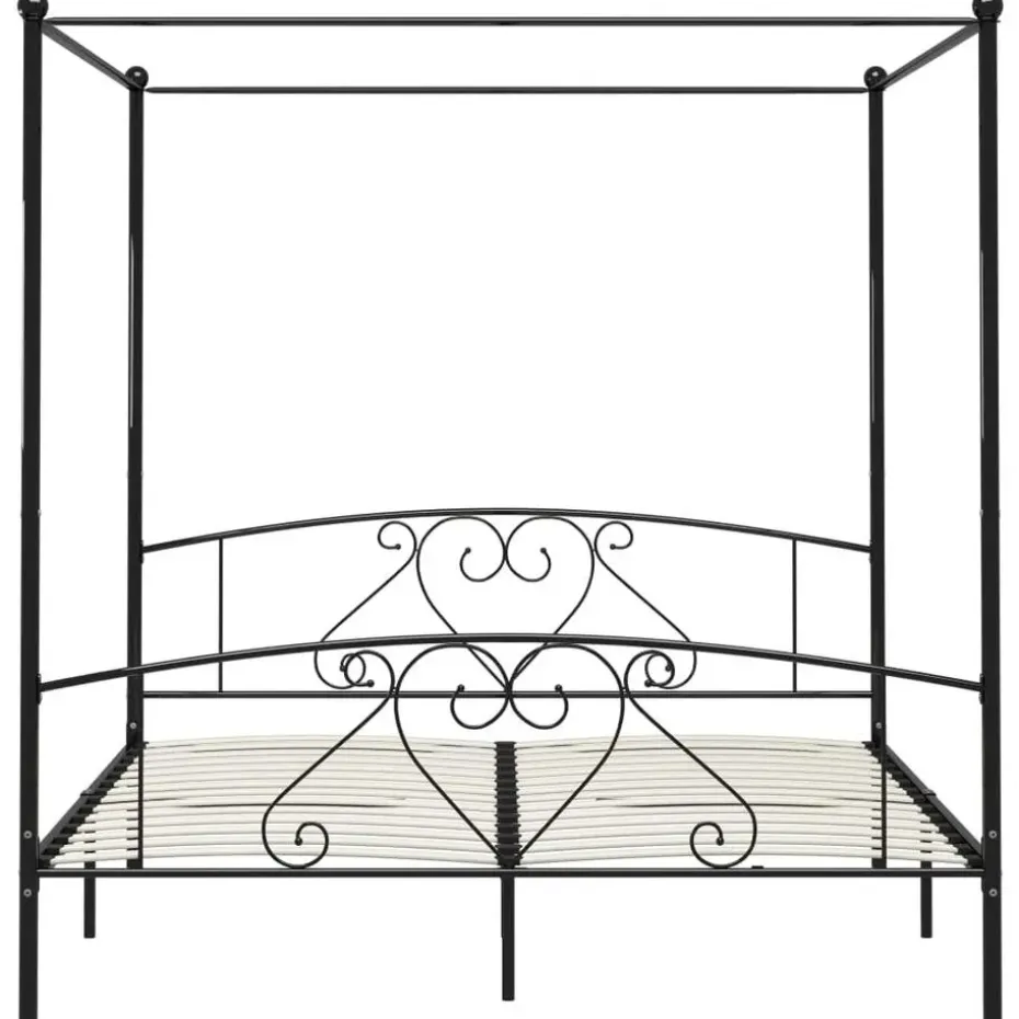 vidaXL - Hemelbed met hoofdbord - Zwart - Metaal - 200x200 cm
