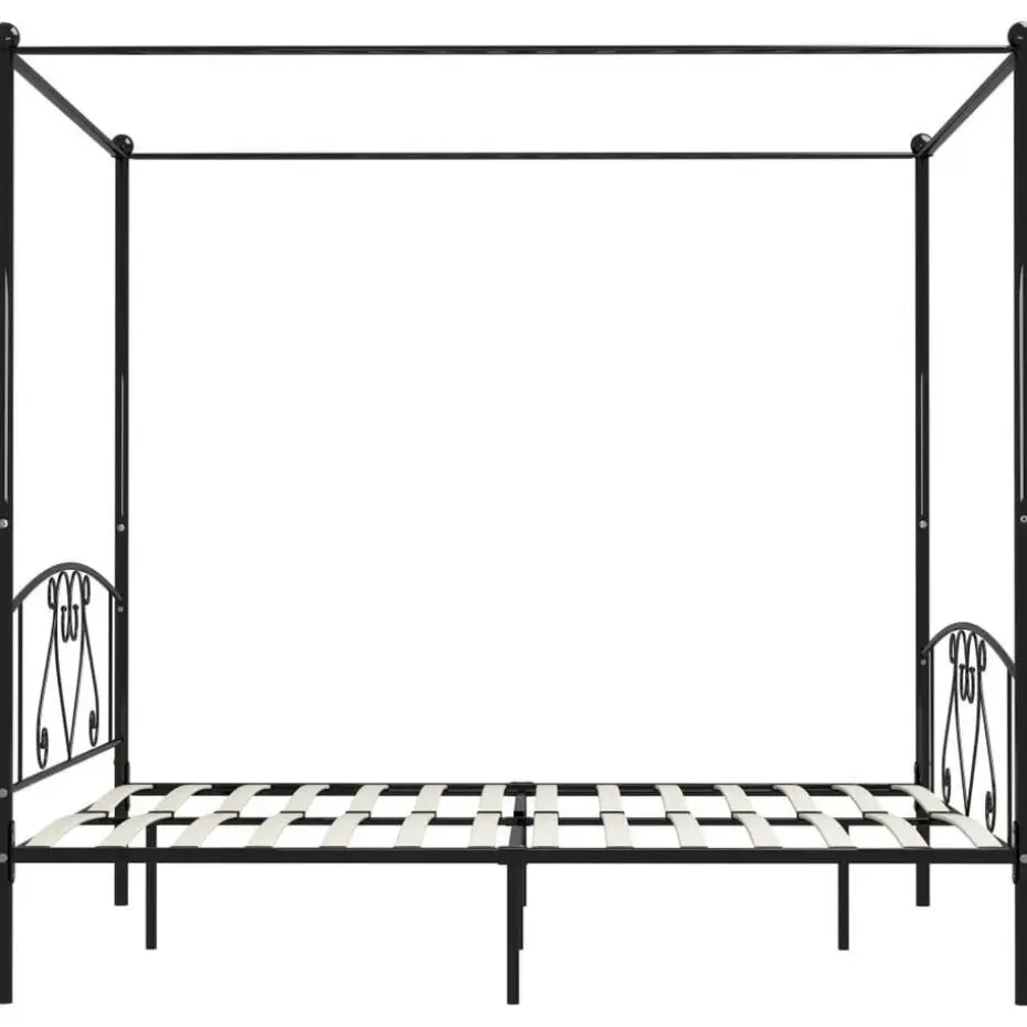 vidaXL - Hemelbed met hoofdbord - Zwart - Metaal - 200x200 cm