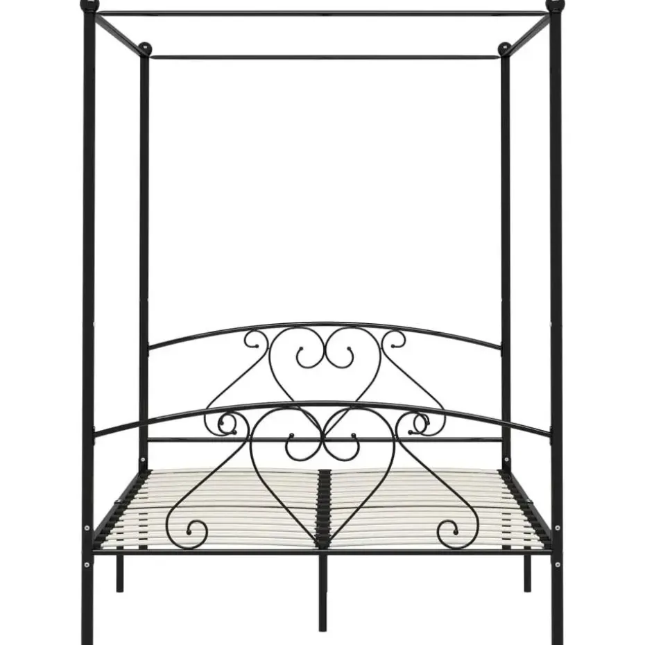 vidaXL - Hemelbed met hoofdbord - Zwart - Metaal - 160x200 cm