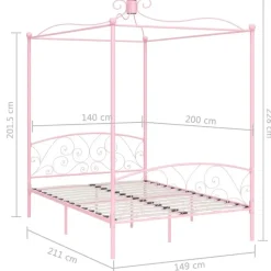 vidaXL - Hemelbed met verfijnd ontwerp - Roze - Metaal - 140x200 cm