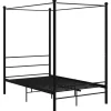 vidaXL - Hemelbedframe met latten - Zwart - Metaal - 140x200 cm