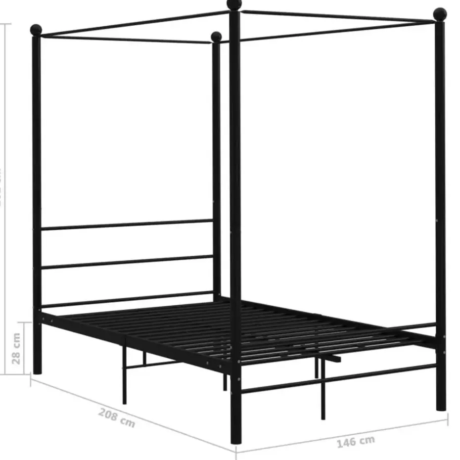 vidaXL - Hemelbedframe met latten - Zwart - Metaal - 140x200 cm