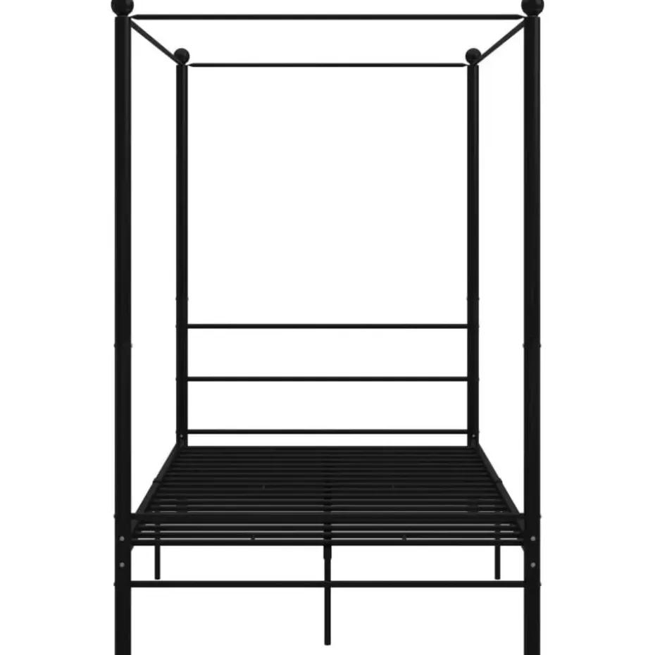 vidaXL - Hemelbedframe met latten - Zwart - Metaal - 140x200 cm