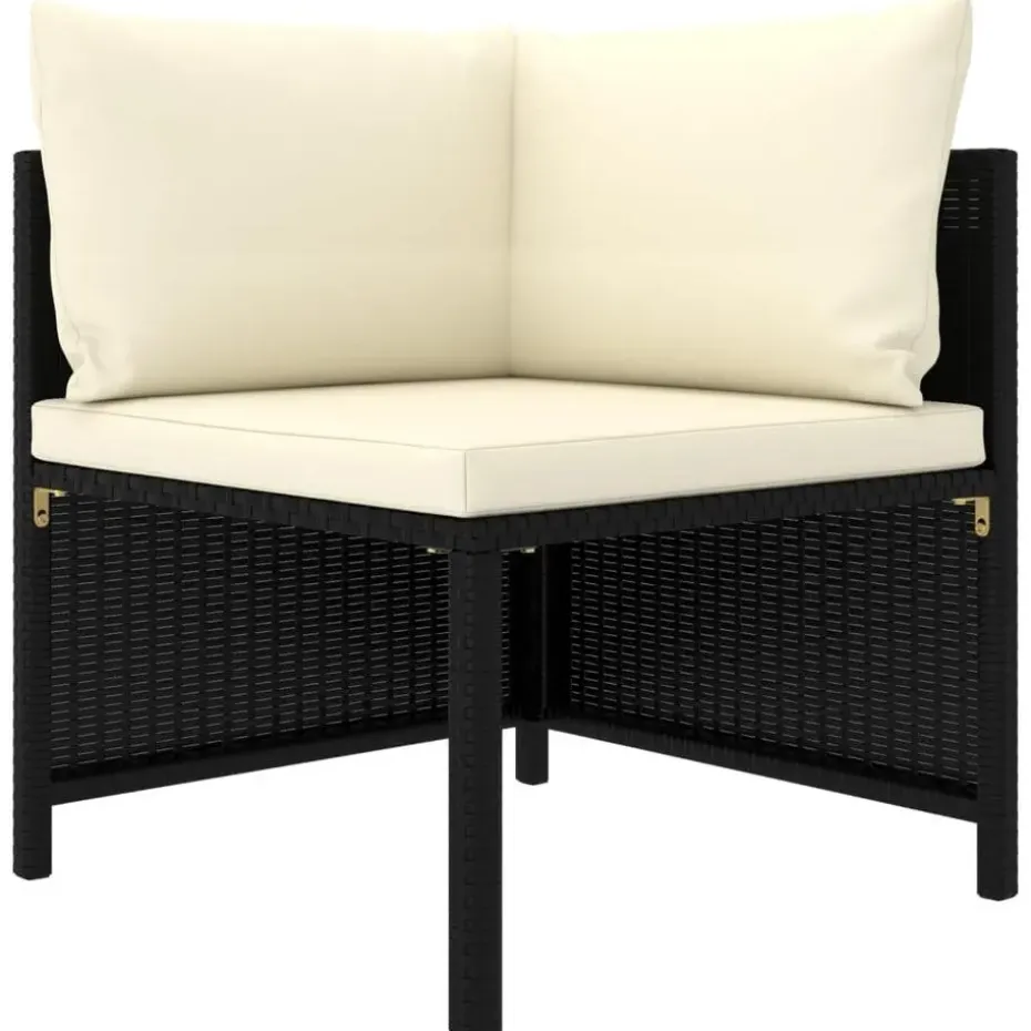 vidaXL - Hoekbank sectioneel - Zwart - Poly rattan - Met kussens