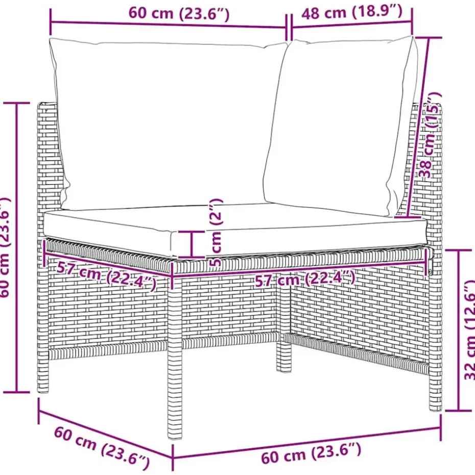 vidaXL - Hoekbank sectioneel - Zwart - Poly rattan - Met kussens