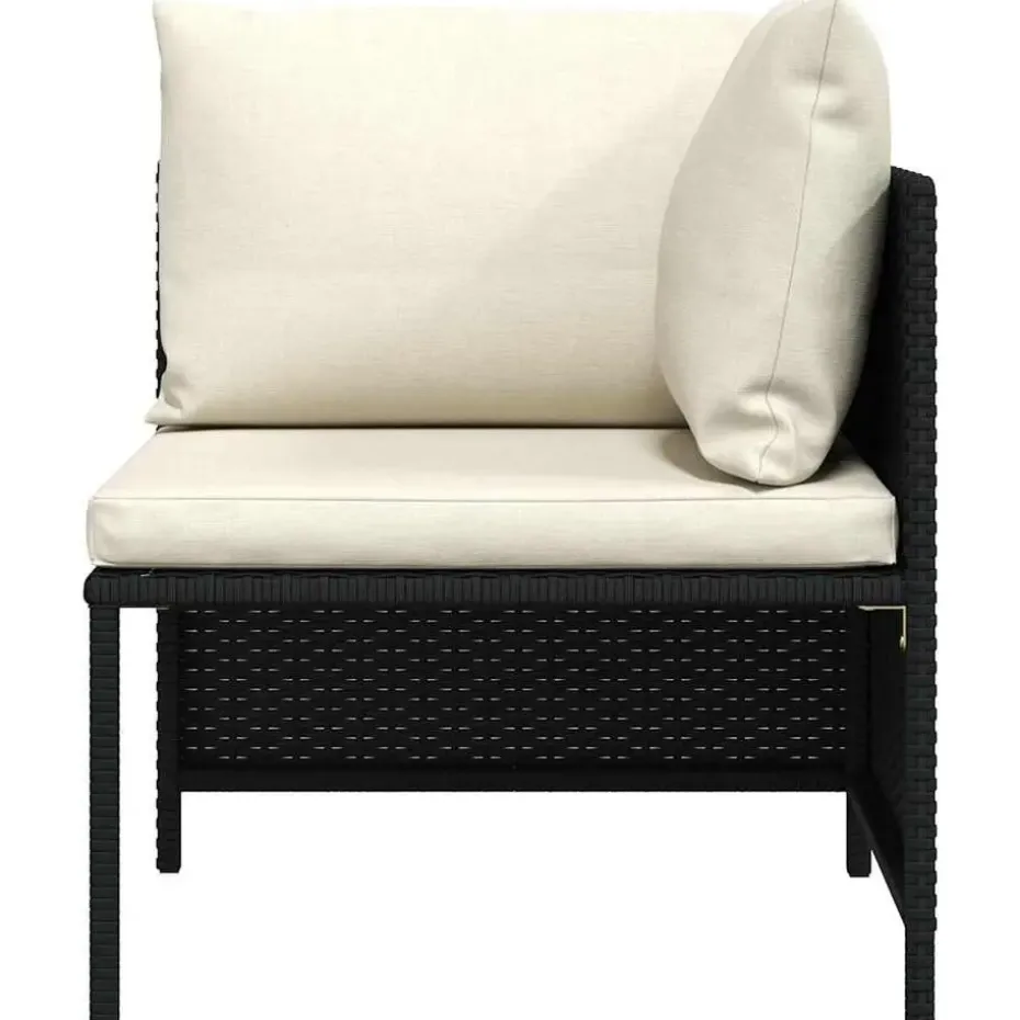 vidaXL - Hoekbank sectioneel - Zwart - Poly rattan - Met kussens