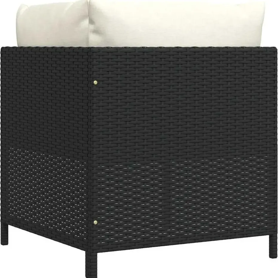 vidaXL - Hoekbank sectioneel - Zwart - Poly rattan - Met kussens