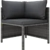 vidaXL - Hoekbank sectioneel - Grijs - Poly rattan - Met kussens