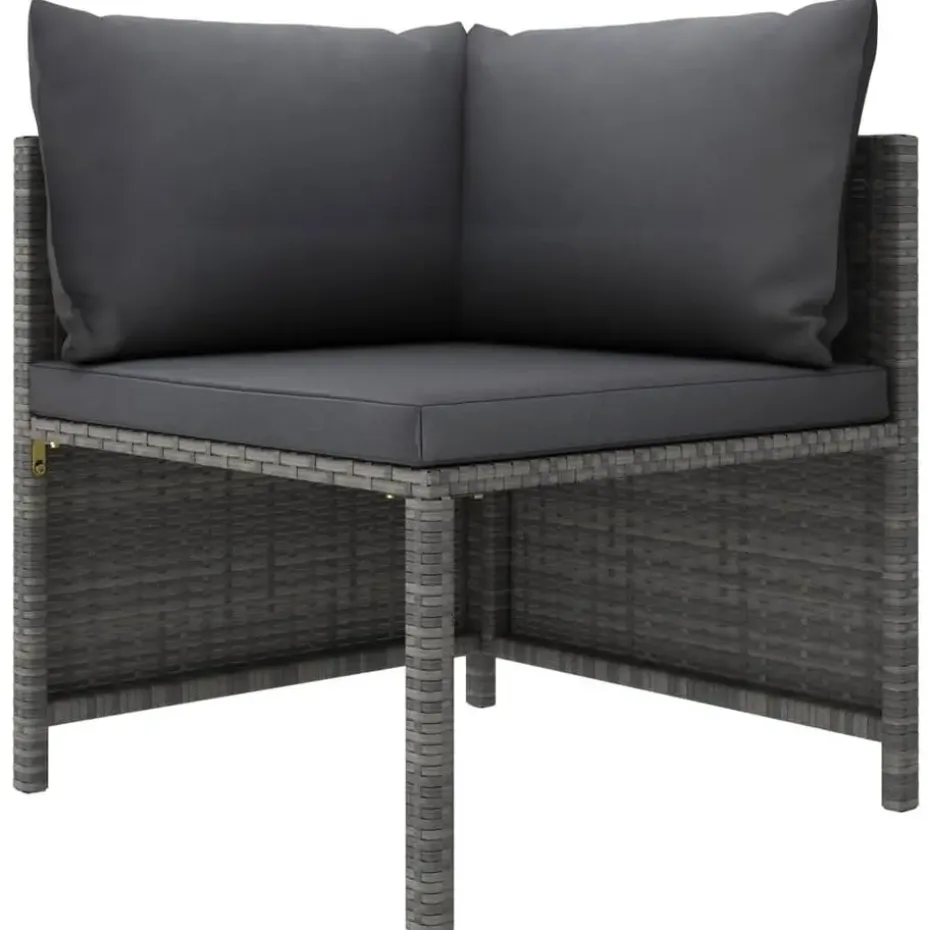 vidaXL - Hoekbank sectioneel - Grijs - Poly rattan - Met kussens