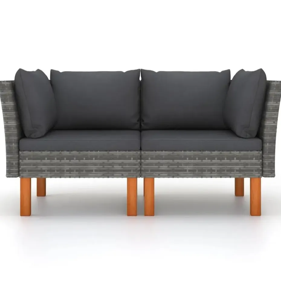 vidaXL - Hoekbanken - Grijs - Poly rattan - 2 stuks