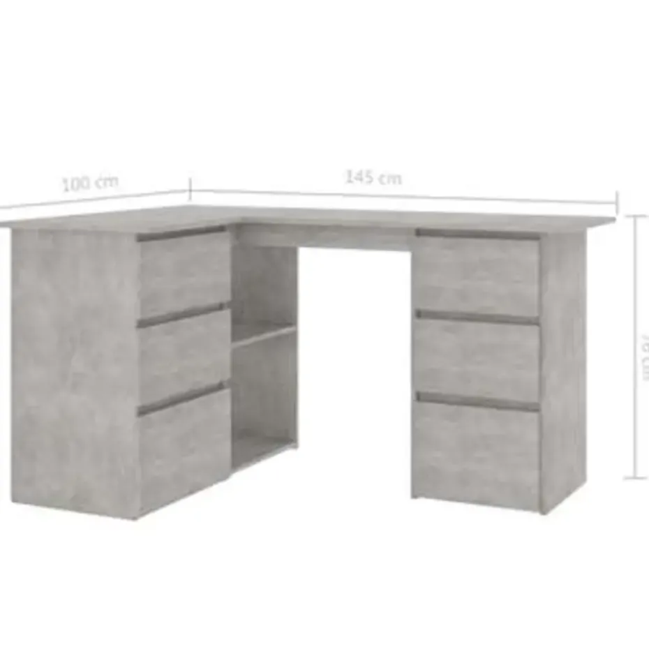 vidaXL - Hoekbureau - Grijs - Bewerkt hout