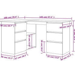 vidaXL - Hoekbureau - Grijs - Bewerkt hout