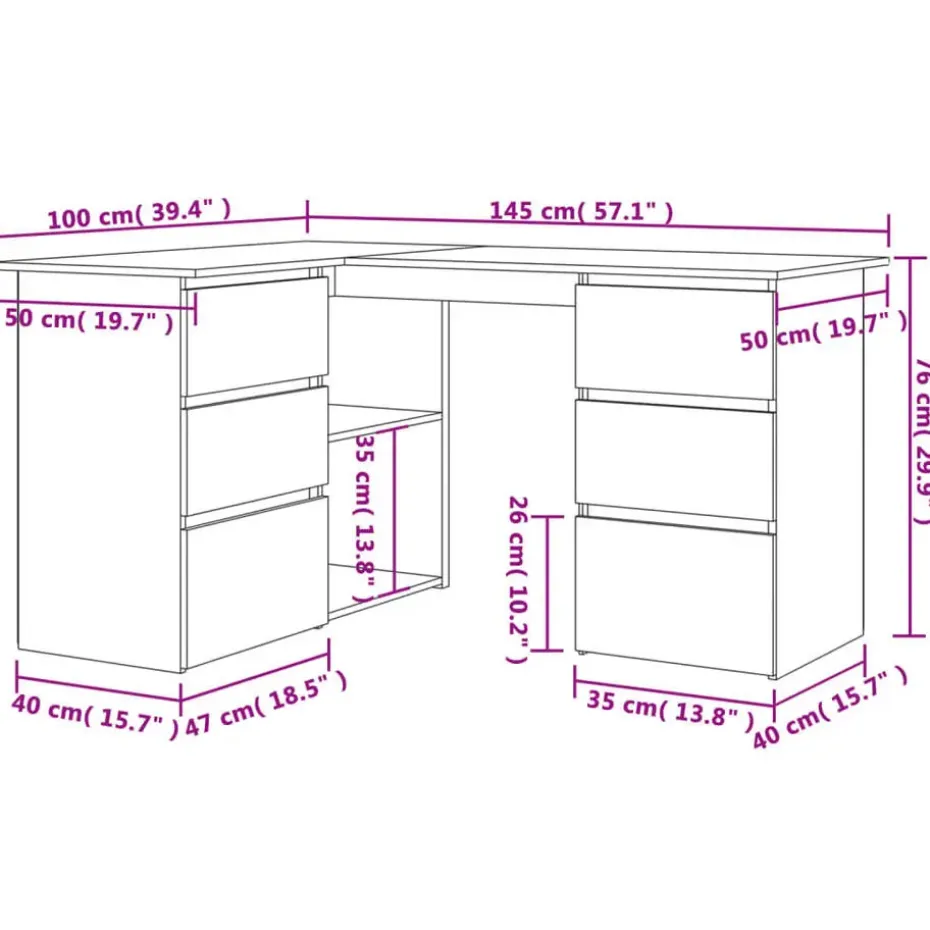 vidaXL - Hoekbureau - Grijs - Bewerkt hout
