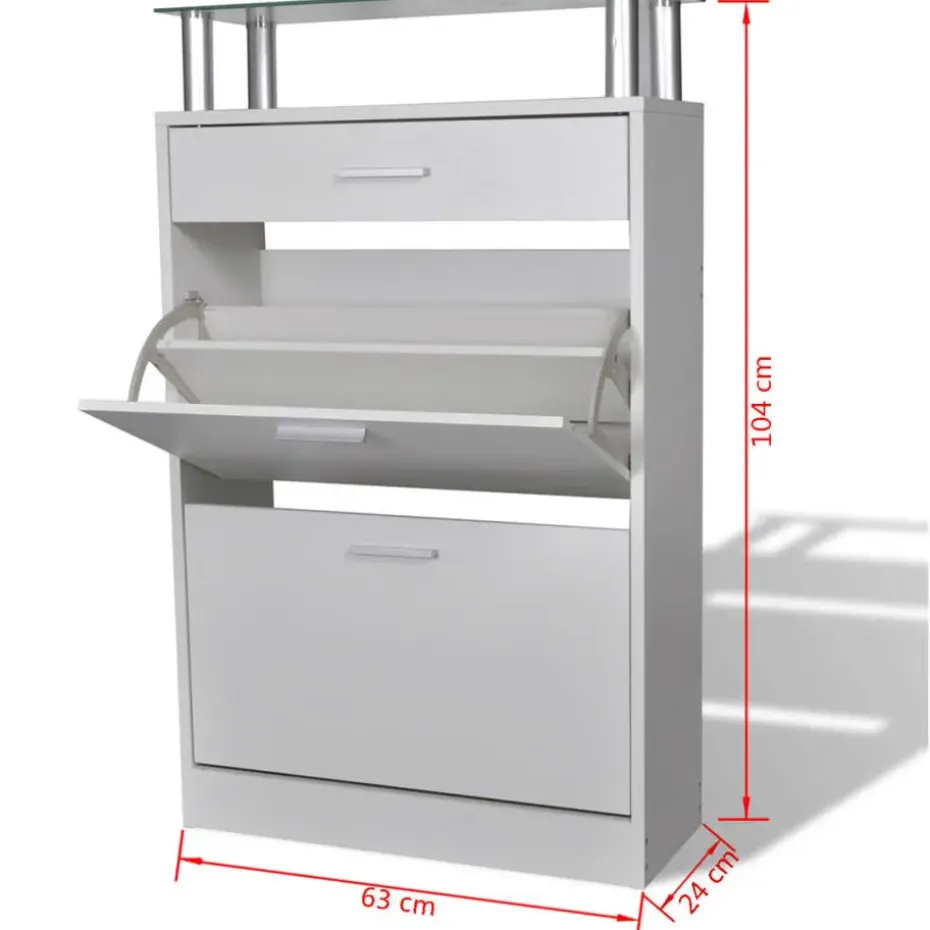 vidaXL - Houten Schoenenkast - Wit - Hout
