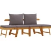 vidaXL - 2-in-1 Loungebank met donkergrijs kussens - Acaciahout - 205x74x66 cm