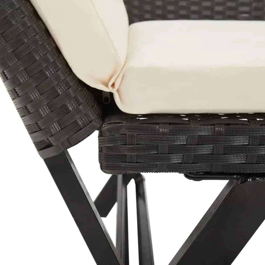 vidaXL - 2-in-1 Tuinbankje met kussens - Zwart - Poly rattan - 176x70x80 cm