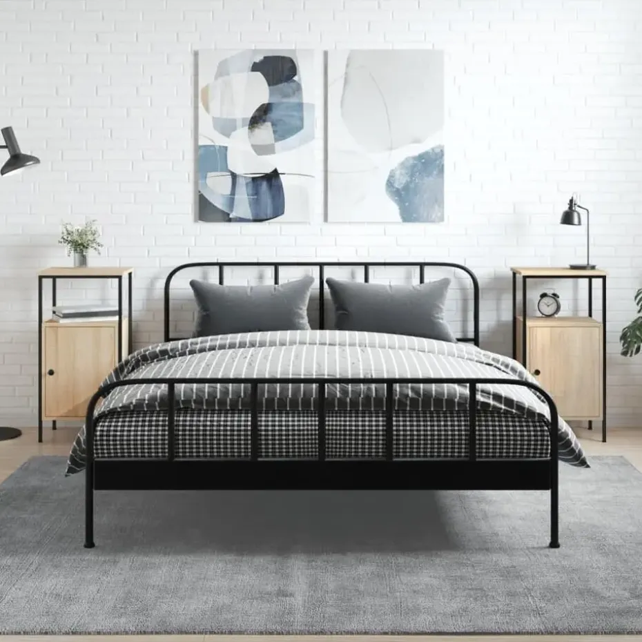 vidaXL - Industrieel Nachtkastjes met deur - Sonoma eiken - 41x31x80 cm - 2 st