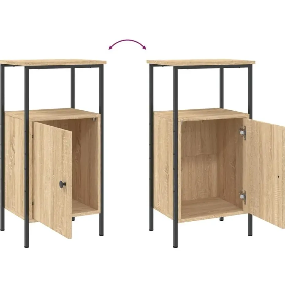 vidaXL - Industrieel Nachtkastjes met deur - Sonoma eiken - 41x31x80 cm - 2 st