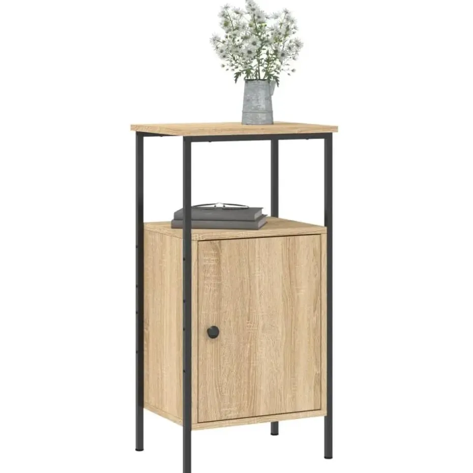 vidaXL - Industrieel Nachtkastjes met deur - Sonoma eiken - 41x31x80 cm - 2 st