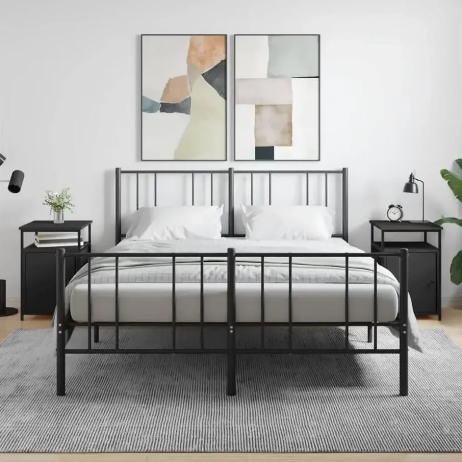 vidaXL - Industrieel Nachtkastjes met deur - Zwart - 40x42x60 cm - Set van 2