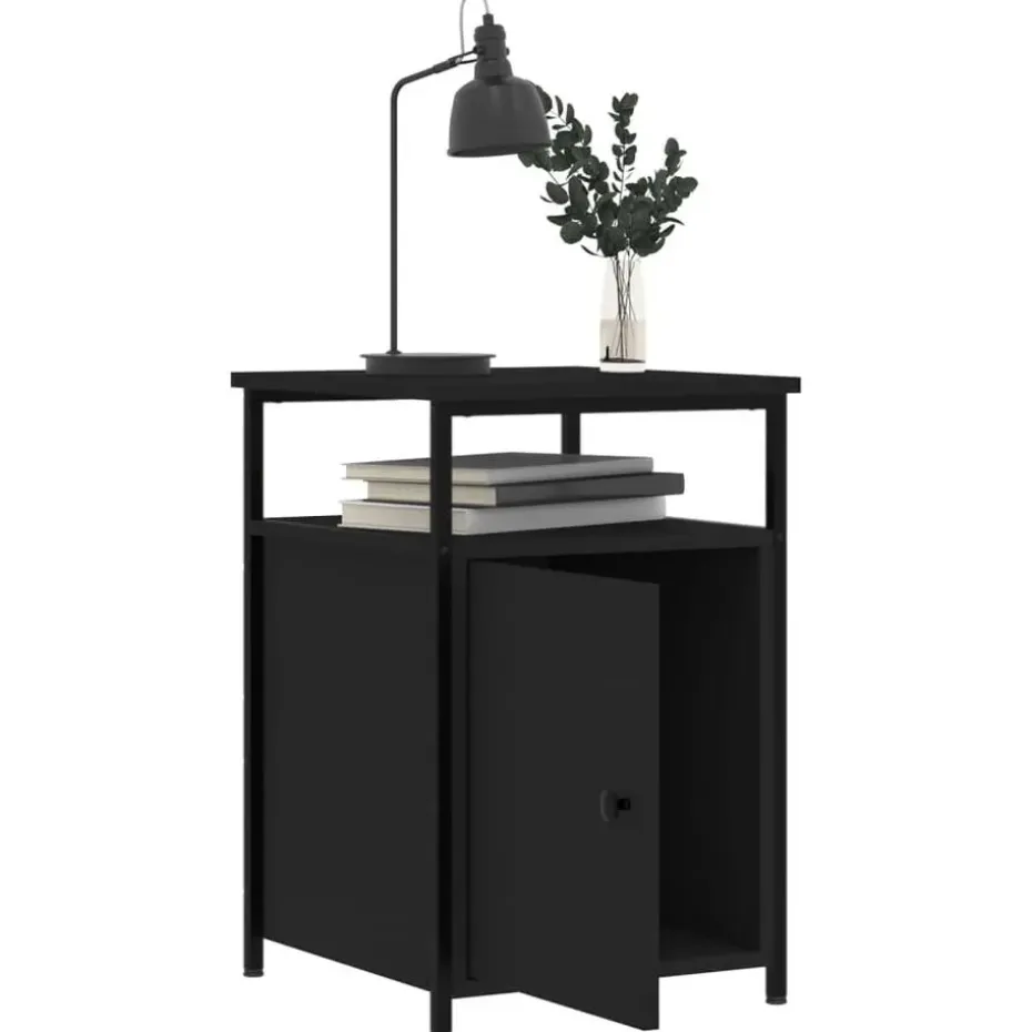 vidaXL - Industrieel Nachtkastjes met deur - Zwart - 40x42x60 cm - Set van 2