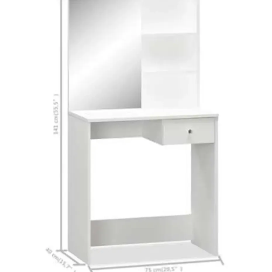 vidaXL - Kaptafel - Wit - Bewerkt hout