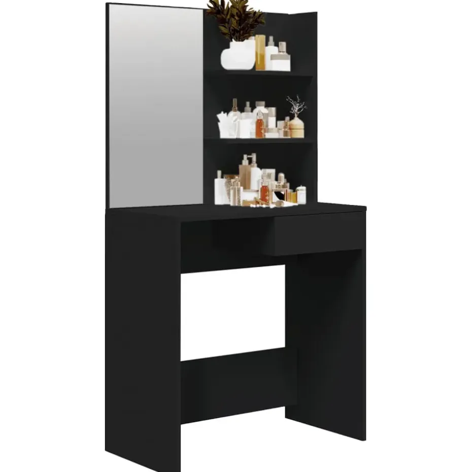 vidaXL - Kaptafel - Zwart - Bewerkt hout