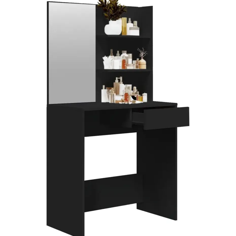 vidaXL - Kaptafel - Zwart - Bewerkt hout