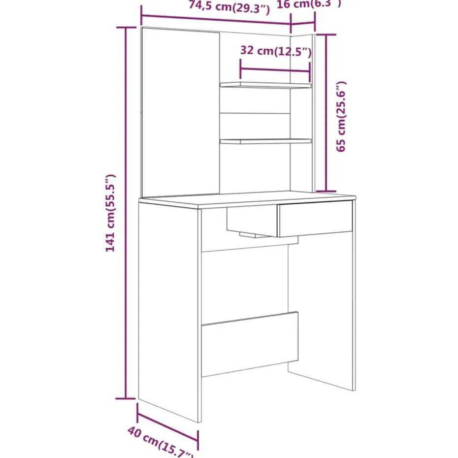 vidaXL - Kaptafel - Zwart - Bewerkt hout