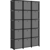 vidaXL - Kast met 15 vakken en grijs stof boxen - Zwart - 103x30x175.5 cm