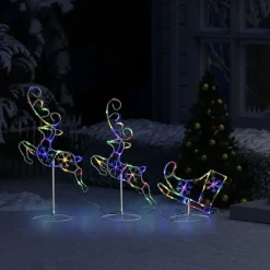 vidaXL - Kerst Rendier En Slee - Multicolour