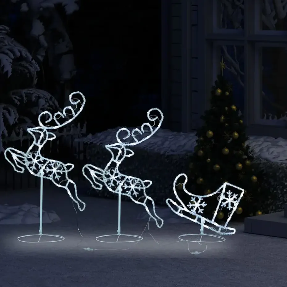 vidaXL - Kerst Rendier En Slee - Cold white