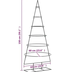 vidaXL - Kerstdecoratie kerstboom 65x60x150 cm - Zwart - Staal