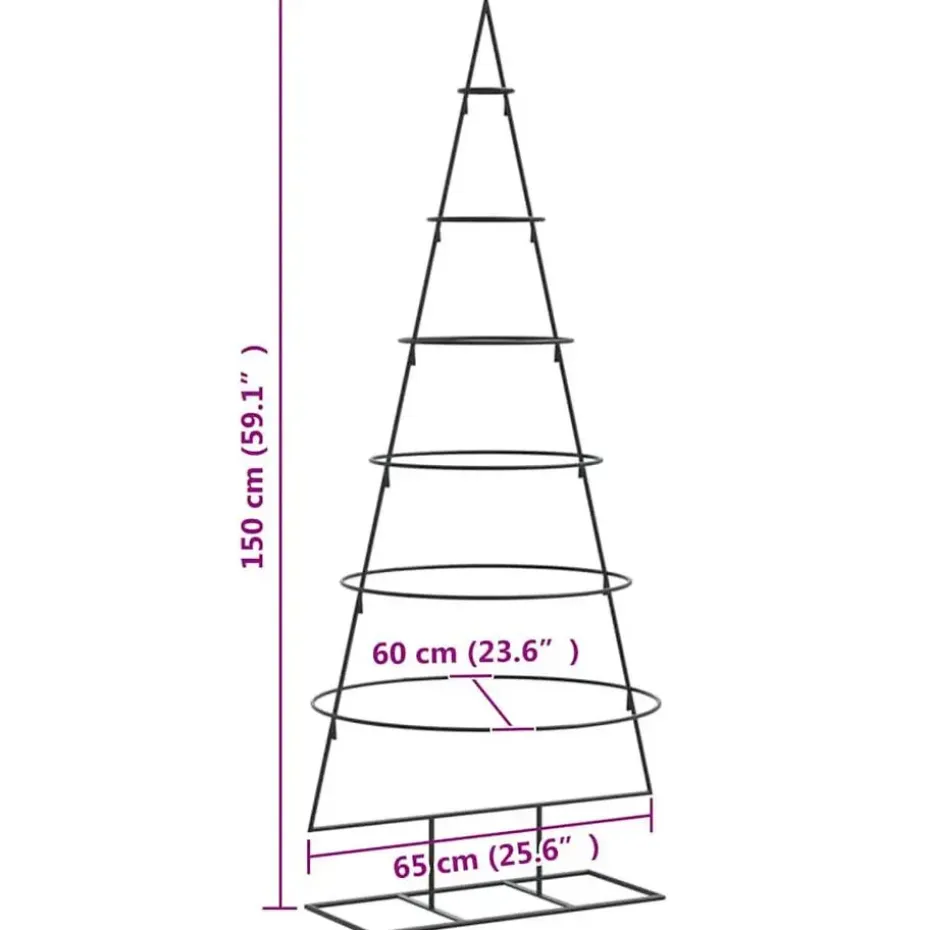 vidaXL - Kerstdecoratie kerstboom 65x60x150 cm - Zwart - Staal